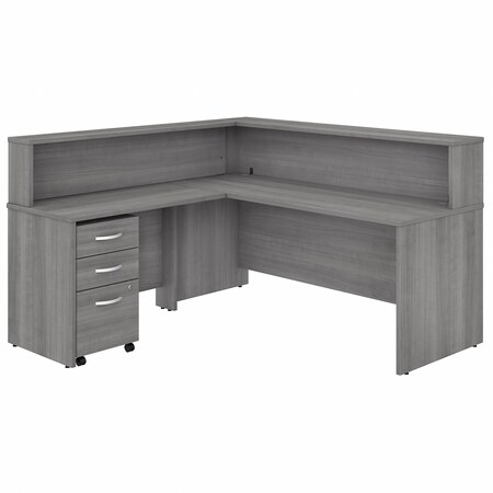 Bush Business Furniture Studio C 72W L Shaped Reception Desk W/ Shelf and Mobile File Cabinet, Platinum Gray STC040PGSU
